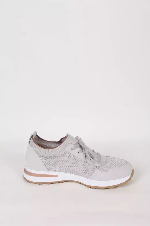 Kadın Buz Mavisi Hakiki Deri Sneaker Spor Ayakkabı