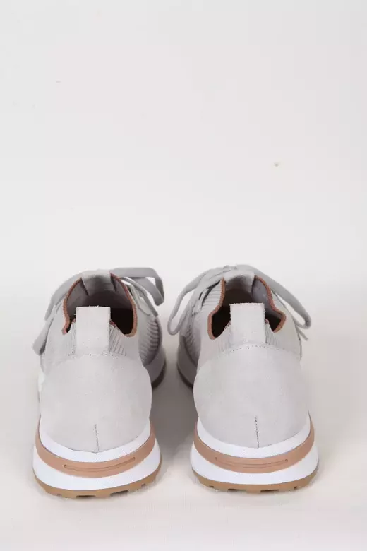 Kadın Buz Mavisi Hakiki Deri Sneaker Spor Ayakkabı