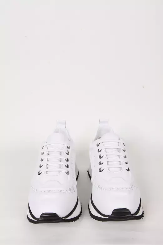 Kadın Beyaz Hakiki Deri Sneaker Spor Ayakkabı