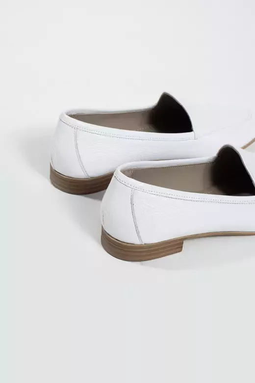 Kadın Hakiki Deri Babet Beyaz