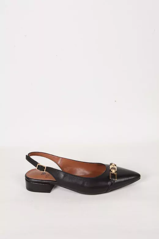 Kadın Siyah Hakiki Deri Topuklu Sandalet