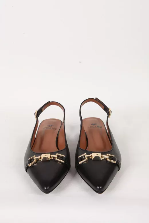 Kadın Siyah Hakiki Deri Topuklu Sandalet