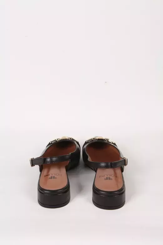 Kadın Siyah Hakiki Deri Topuklu Sandalet