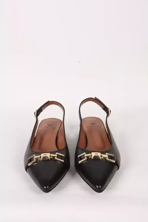 Kadın Siyah Hakiki Deri Topuklu Sandalet