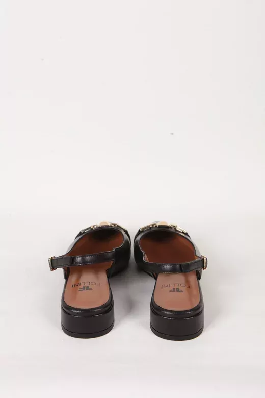 Kadın Siyah Hakiki Deri Topuklu Sandalet