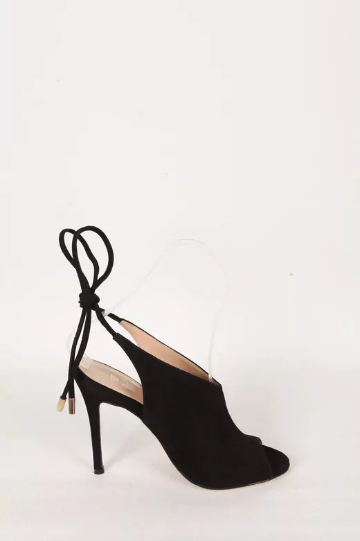 Kadın Deri Ayakkabı Topuklu Siyah Süet