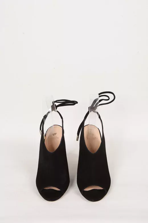 Kadın Deri Ayakkabı Topuklu Siyah Süet