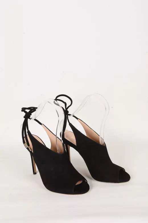 Kadın Deri Ayakkabı Topuklu Siyah Süet