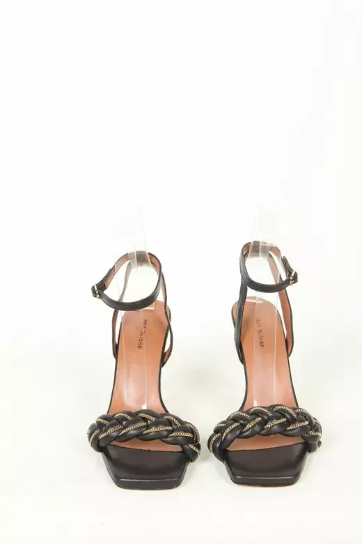 Kadın Topuklu Detay Örgülü Sandalet