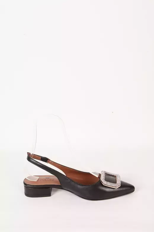 Kadın Siyah Hakiki Deri Aksesuar Detaylı Ayakkabı