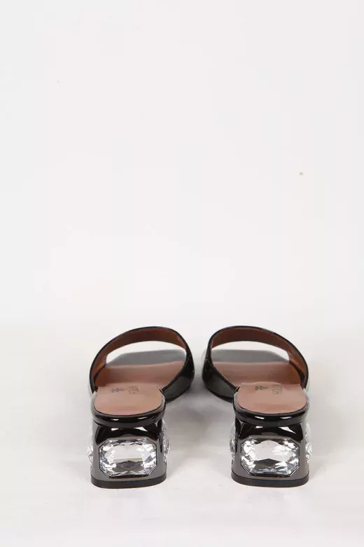 Kadın Deri Terlik Siyah Rugan