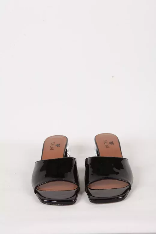 Kadın Deri Terlik Siyah Rugan