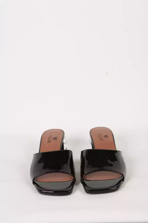 Kadın Deri Terlik Siyah Rugan