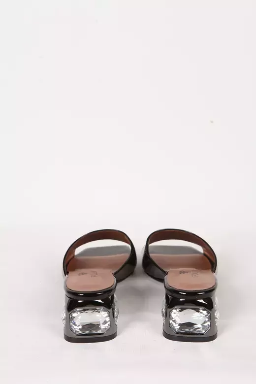 Kadın Deri Terlik Siyah Rugan