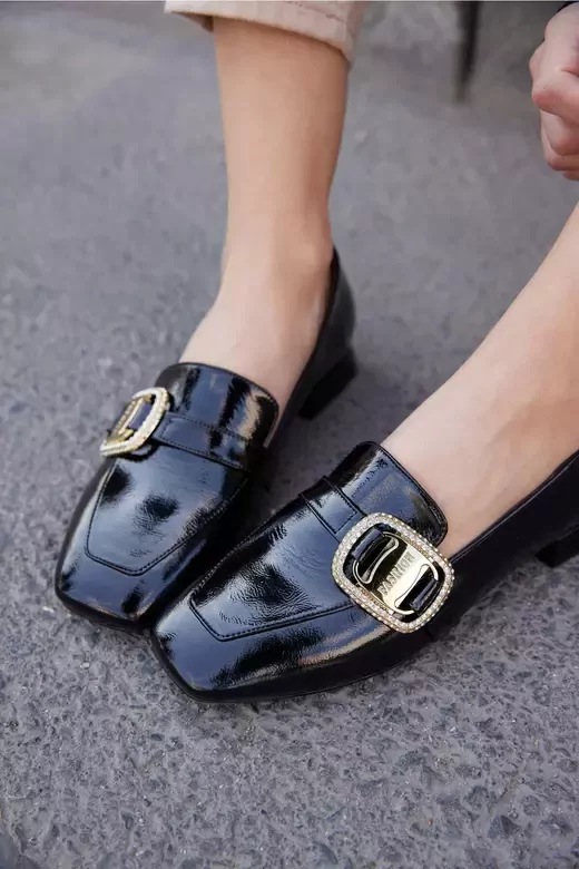 Kadın Deri Ayakkabı Siyah Rugan