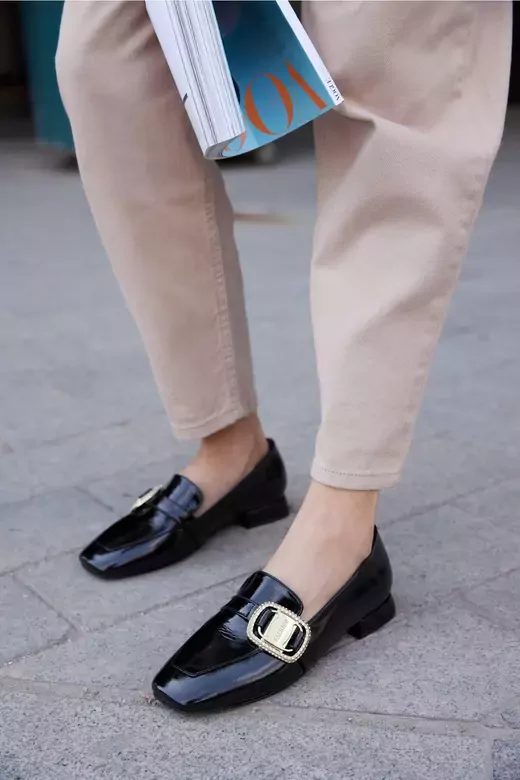 Kadın Deri Ayakkabı Siyah Rugan