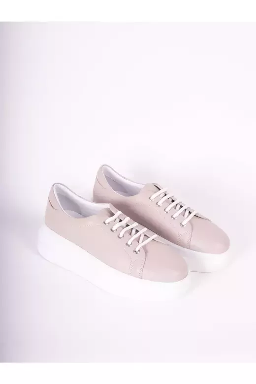 Kadın Deri Sneaker Vizon
