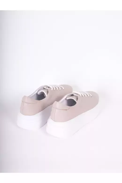 Kadın Deri Sneaker Vizon