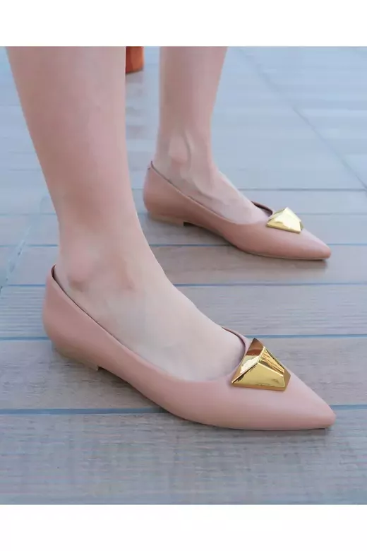 Kadın Hakiki Deri Aksesuarlı Sivri Burun Babet