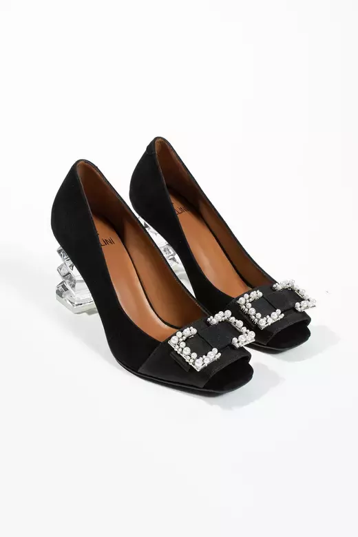 Kadın Krem Hakiki Deri Aksesuar Ve Topuk Detaylı Topuklu Ayakkabı