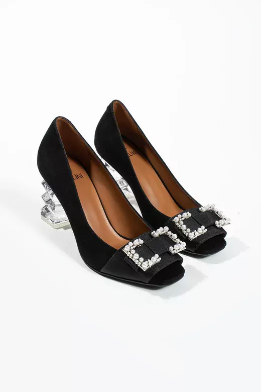 Kadın Krem Hakiki Deri Aksesuar Ve Topuk Detaylı Topuklu Ayakkabı