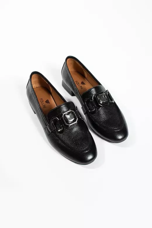 Kadın Siyah Deri Aksesuar Detaylı Ayakkabı