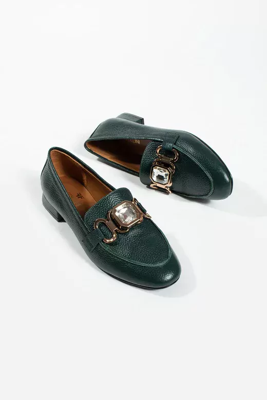 Kadın Siyah Deri Aksesuar Detaylı Ayakkabı