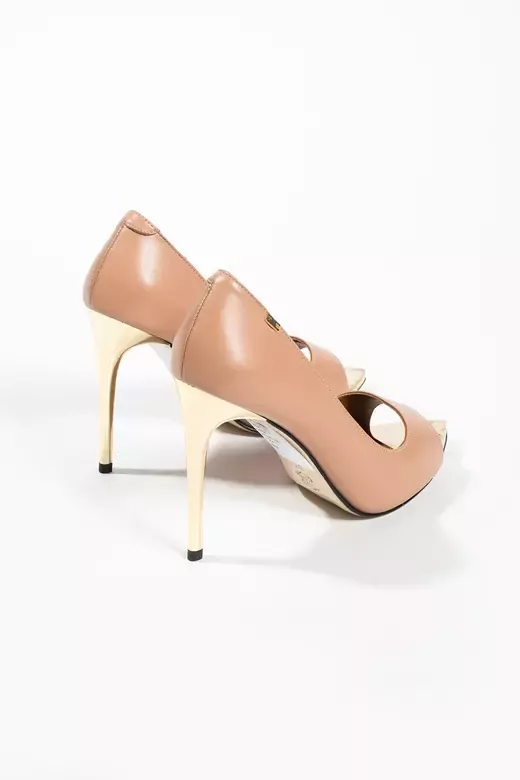 Kadın Burun Detaylı Hakiki Deri Topuklu Ayakkabı