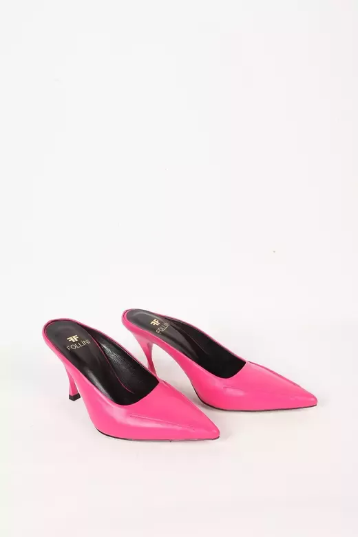 Kadın Siyah Hakiki Deri Topuklu Terlik