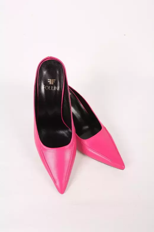 Kadın Siyah Hakiki Deri Topuklu Terlik