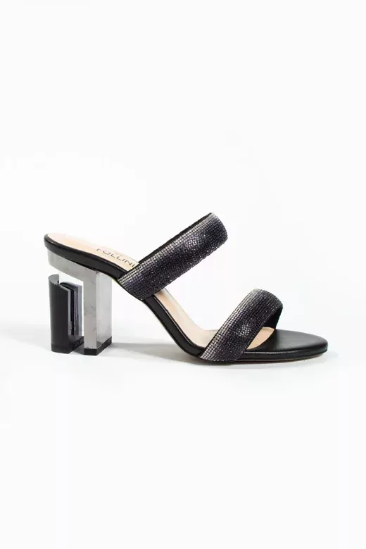 Kadın Hakiki Deri Taş Ve Topuk Detaylı Terlik