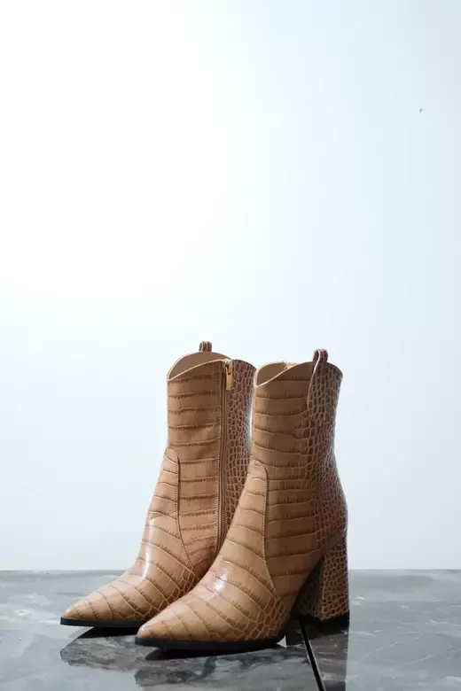 Kadın Vizon Hakiki Kroko Deri Bot