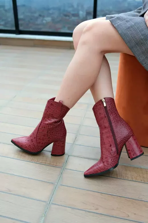 Kadın Vizon Hakiki Kroko Deri Bot