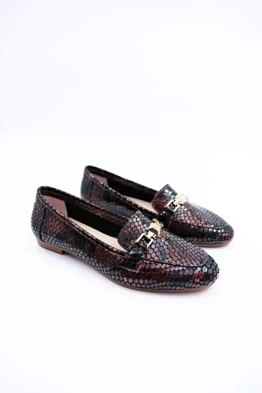 Kadın Hakiki Deri Babet Bakır Rugan