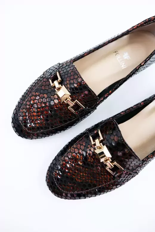 Kadın Hakiki Deri Babet Bakır Rugan