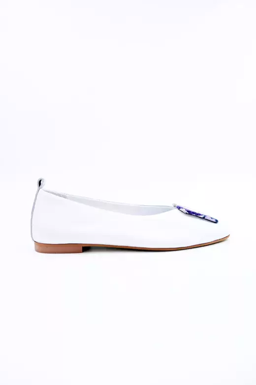 Kadın Hakiki Deri Babet Beyaz