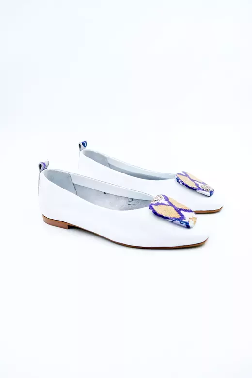 Kadın Hakiki Deri Babet Beyaz