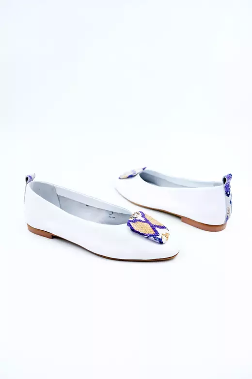 Kadın Hakiki Deri Babet Beyaz