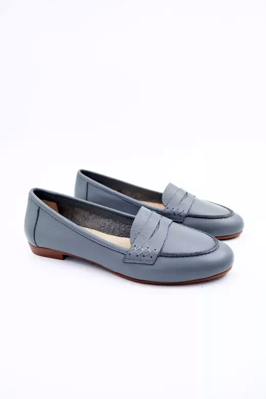 Kadın Hakiki Deri Babet Gri