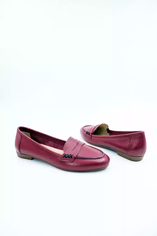 Kadın Hakiki Deri Babet Bordo