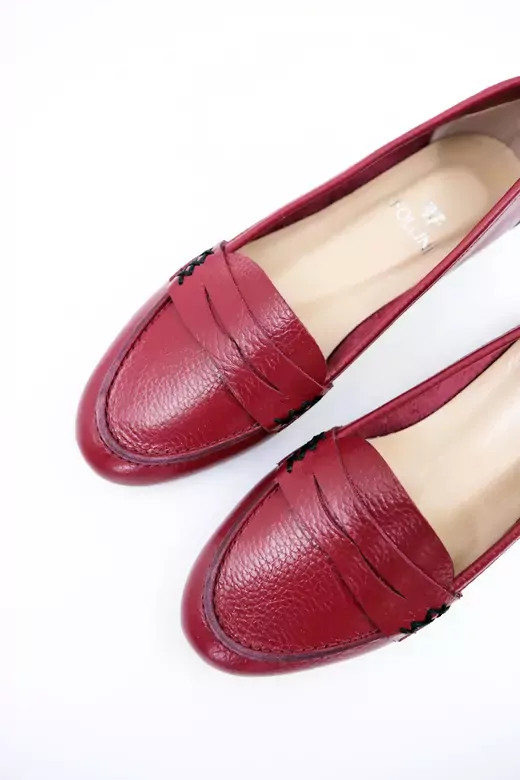 Kadın Hakiki Deri Babet Bordo