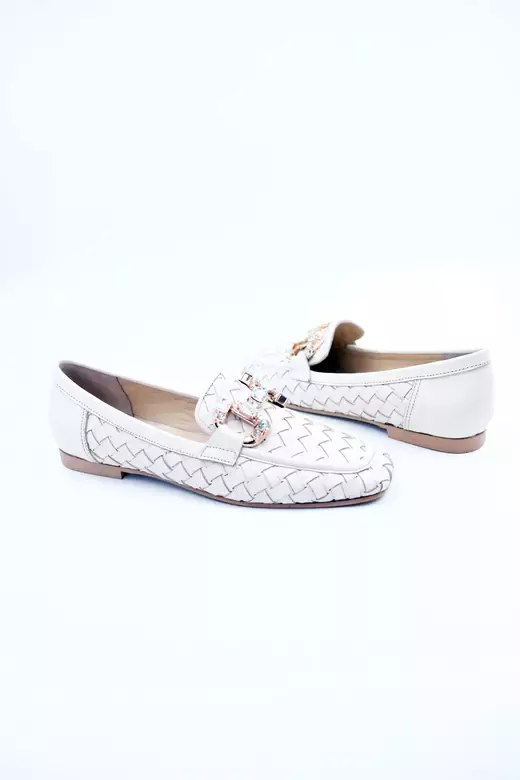 Kadın Hakiki Deri Babet Krem