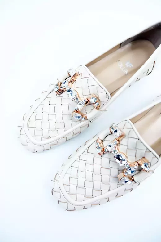 Kadın Hakiki Deri Babet Krem