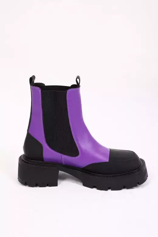 Kadın Mor Deri Bot