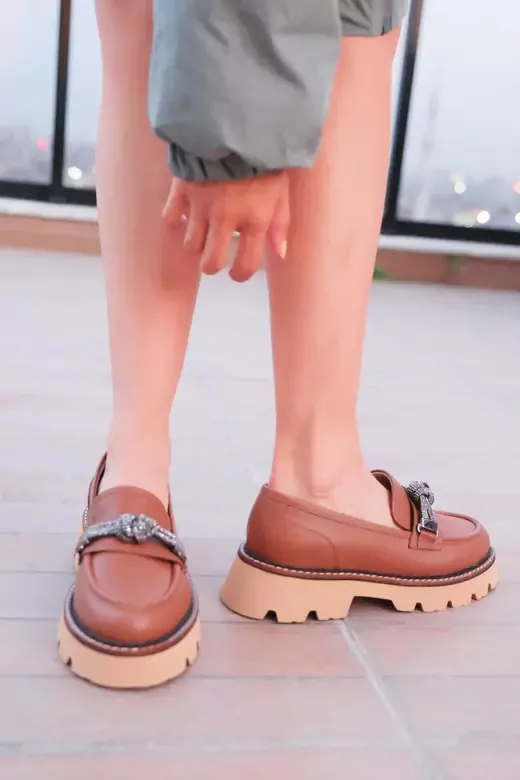 Kadın Taba Loafer Aksesuar Detaylı