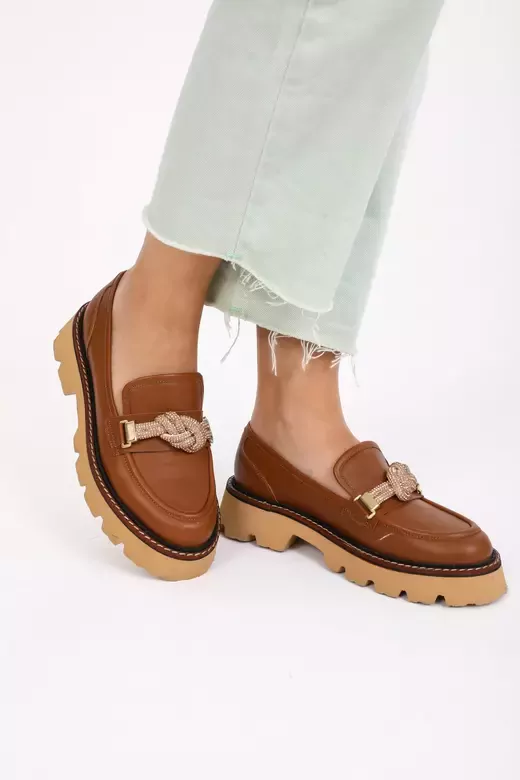 Kadın Taba Loafer Aksesuar Detaylı