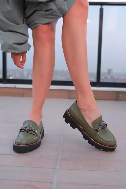 Kadın Taba Loafer Aksesuar Detaylı
