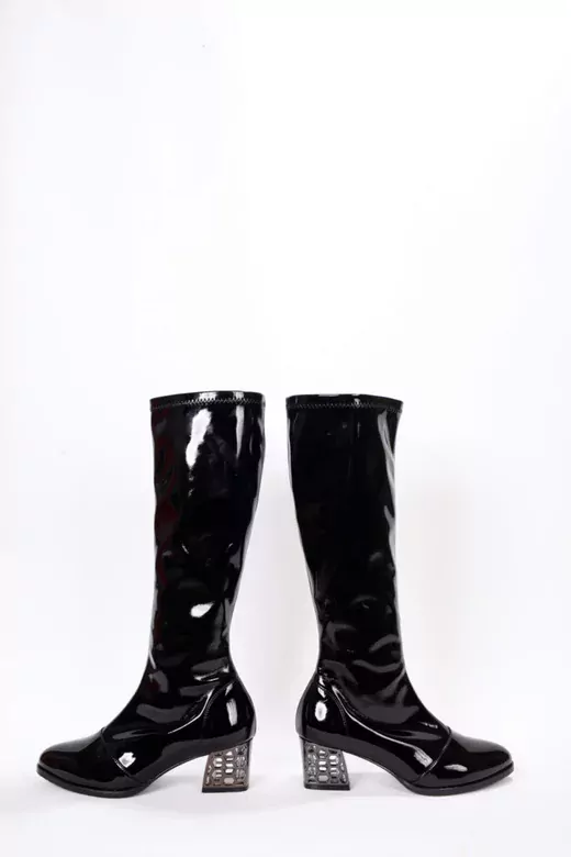 Kadın Siyah Rugan Streç Çizme