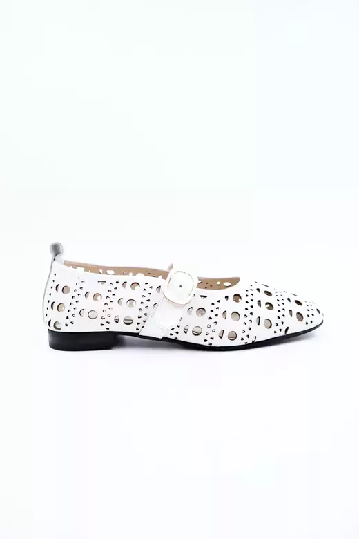 Kadın Hakiki Deri Babet Beyaz