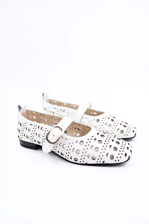 Kadın Hakiki Deri Babet Beyaz